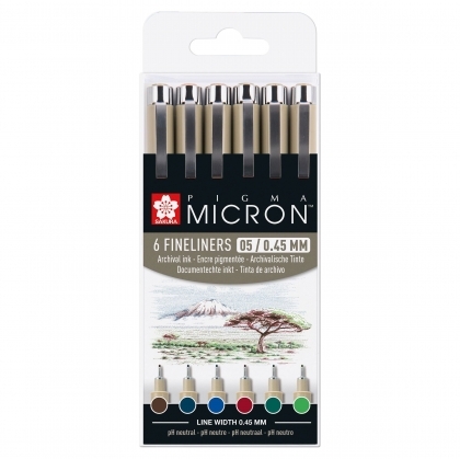 Sakura Pigma Micron Pen 01 Set of 6 Colors - Wet Paint Artists' Materials  and Framing