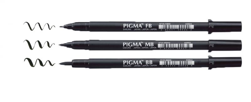 Pigma Brush Markers - Black, 3 Pack