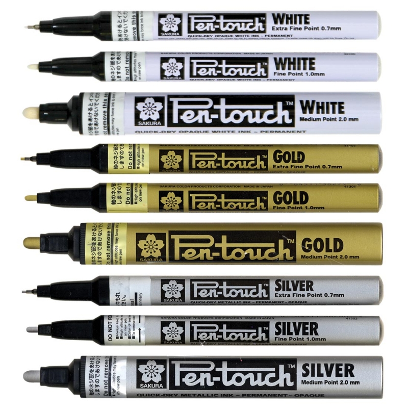 Gold & Silver Pilot Extra Fine Tip Metallic Paint Markers - 2