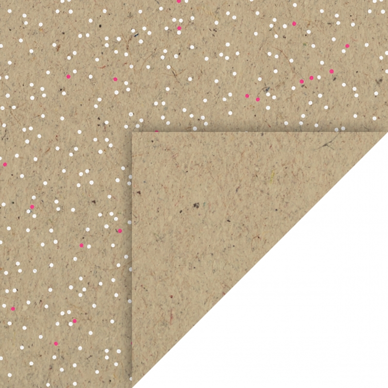 Embossed Recycled Kraft Paper Heyda : 220 gsm : A4 : Dots : White and Neon