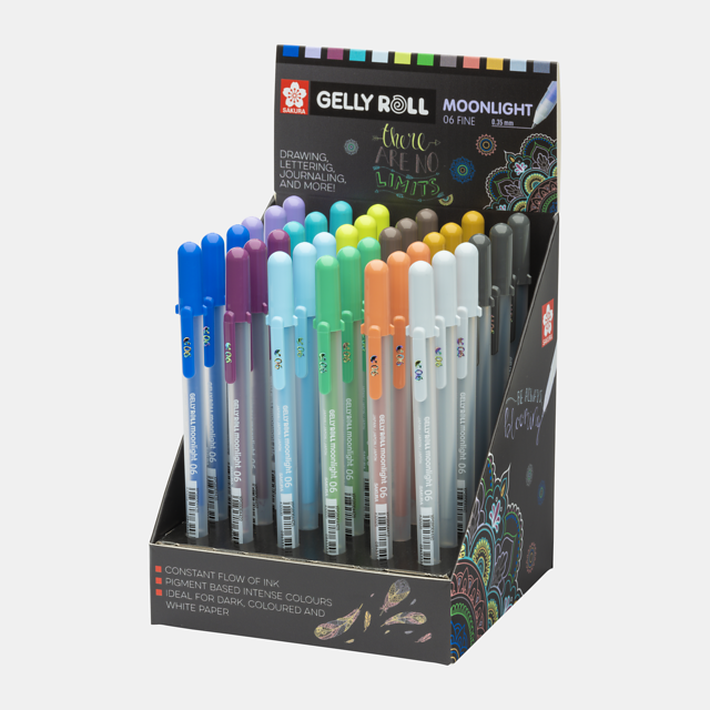 Jelly Roll Roller Moonlight Gel Pens - Colored Ink Colors - 10