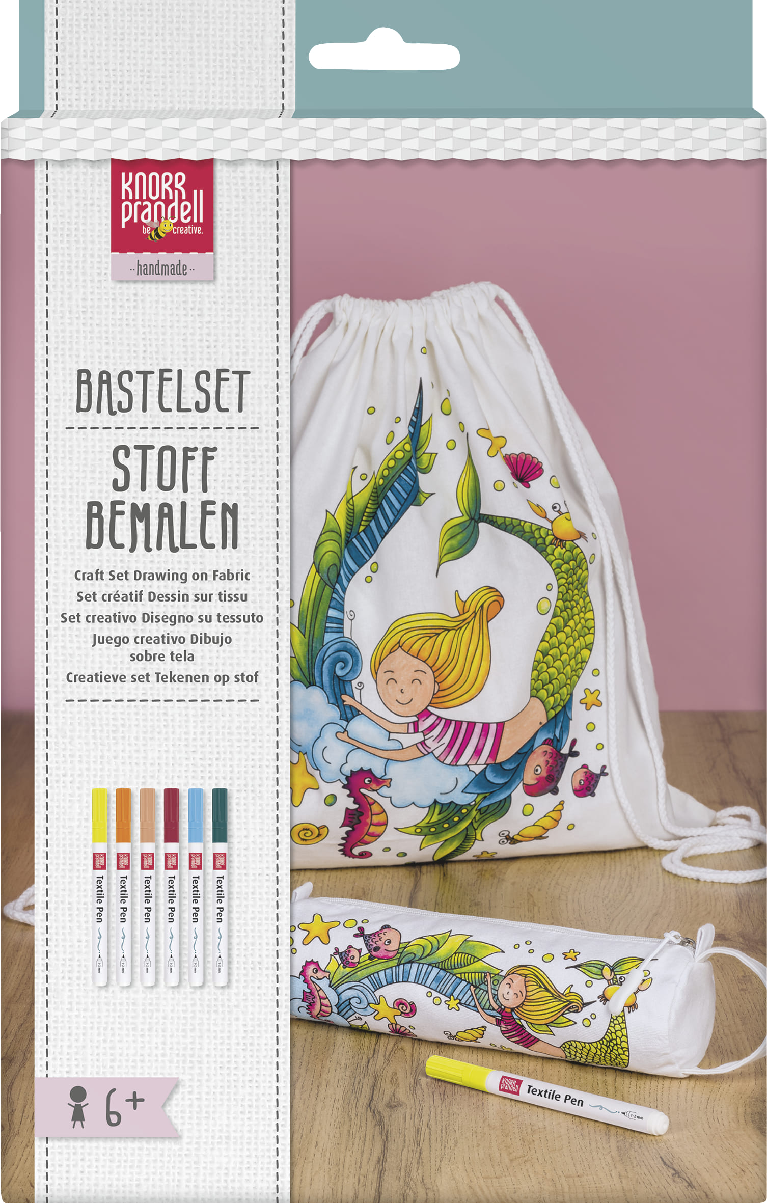 Colour-In Cotton Drawstring Cinch Bag : Knorr Prandell : 38 x 42 cm :  Seaworld