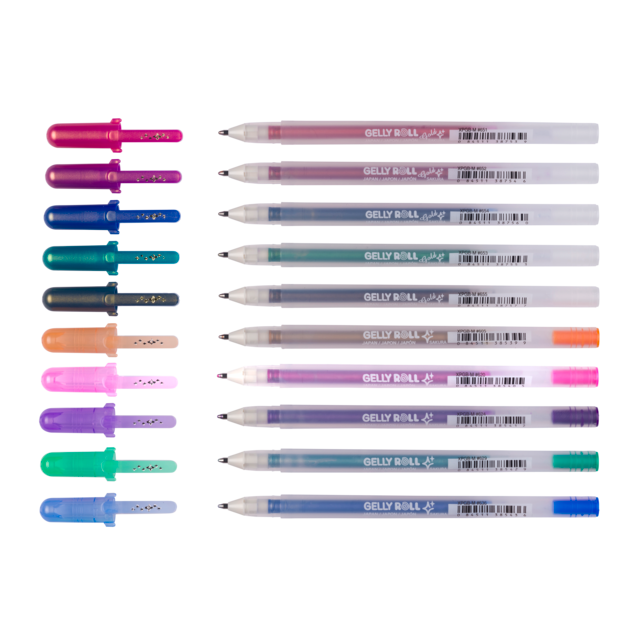 Sakura Gelly Roll Gel Pens : Shadow : Set of 10 Colours : Gold & Silver